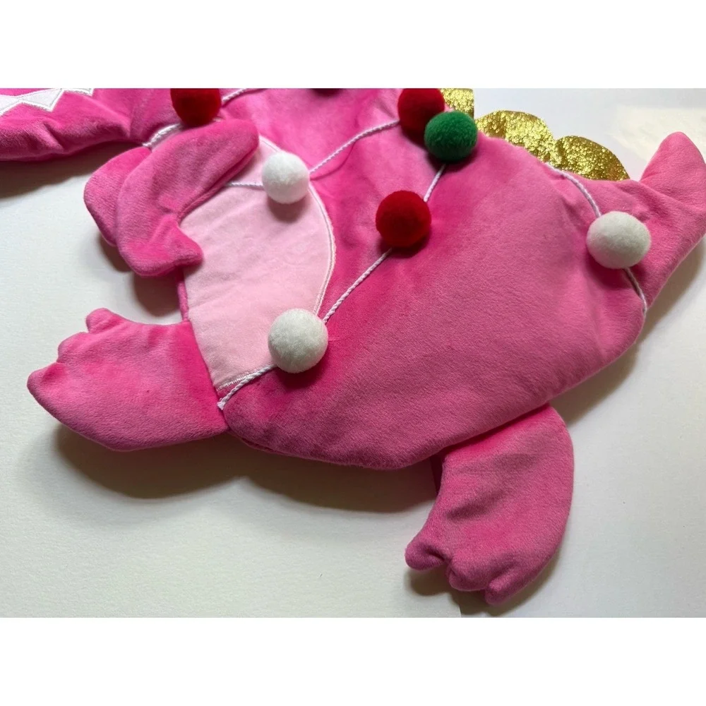NWT‎ HOBBY LOBBY Pink Dinosaur Shaped with Pom Pom Christmas Themed Stocking